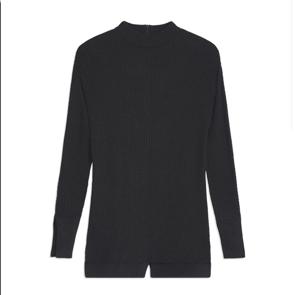 WeWoreWhat Black Mock Neck Cable Knit Romper NWT XL